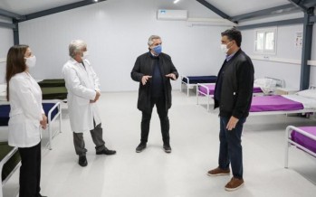 Vicente López: Jorge Macri y Alberto Fernández recorrieron obras finalizadas de Hospital de Campaña en un polideportivo