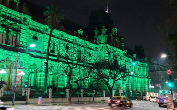 El Palacio de las Aguas Corrientes se iluminó de verde