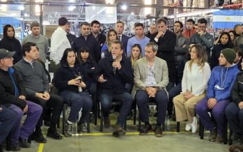 Sergio Massa y Wado de Pedro acompañaron a Malena en una visita a la planta Nexina enTigre